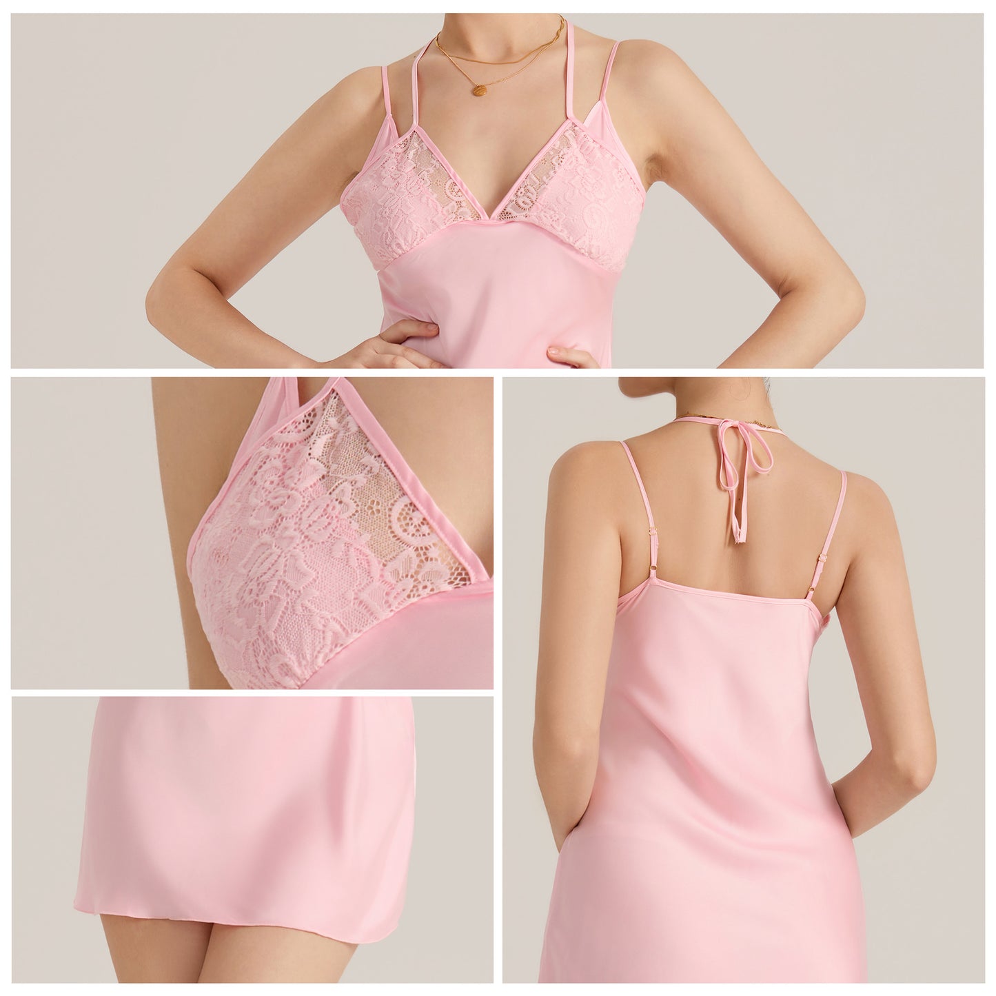 Lace Trim Satin Mini Nightdress