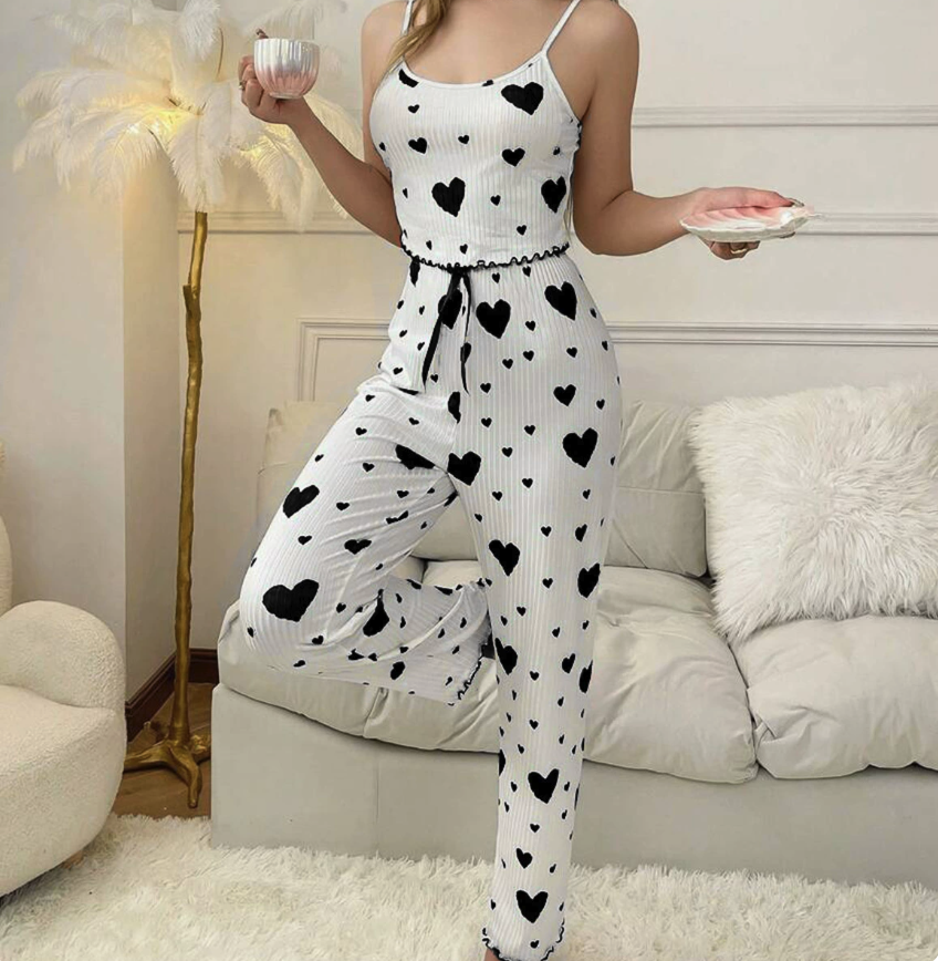 NO1203# Women Printed Camisole Long Pants Pajama Set Wholesale