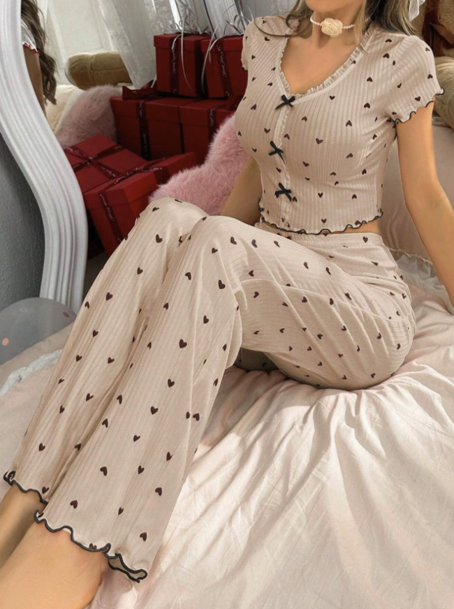 NO1203# Women Printed Camisole Long Pants Pajama Set Wholesale