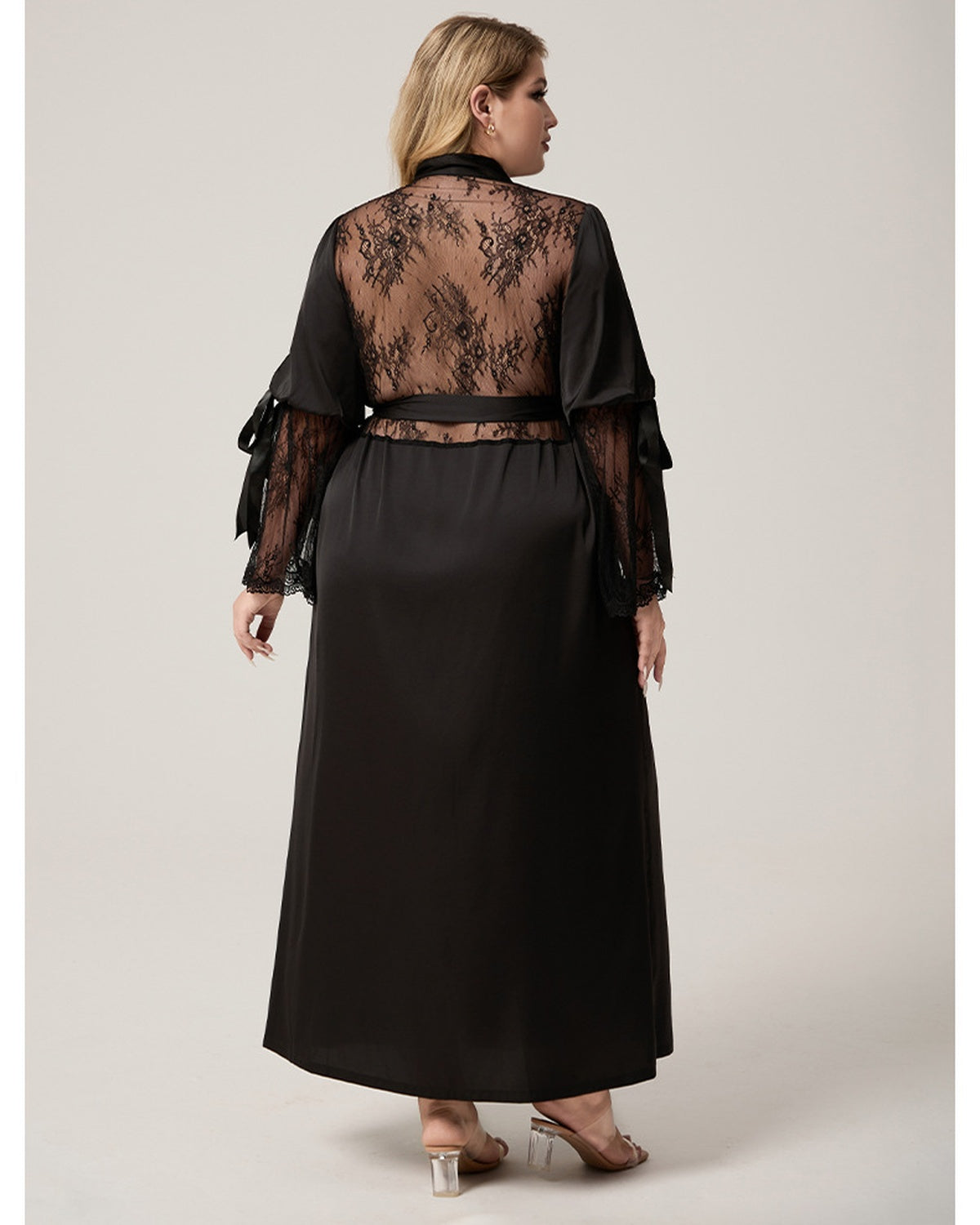 Curve Lace Back Satin Robe