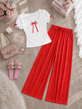 Short-Sleeve Top & Wide-Leg Trousers Set — image 2