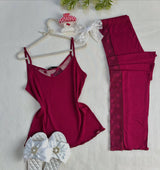 Lace-Trim Cami & Trousers Lounge Set — image 1