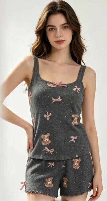 NO1248 women's camisole and shorts sleepwear set wholesale - image 3
