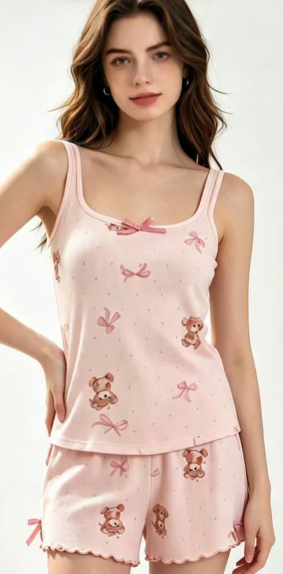 NO1248 women's camisole and shorts sleepwear set wholesale - image 4