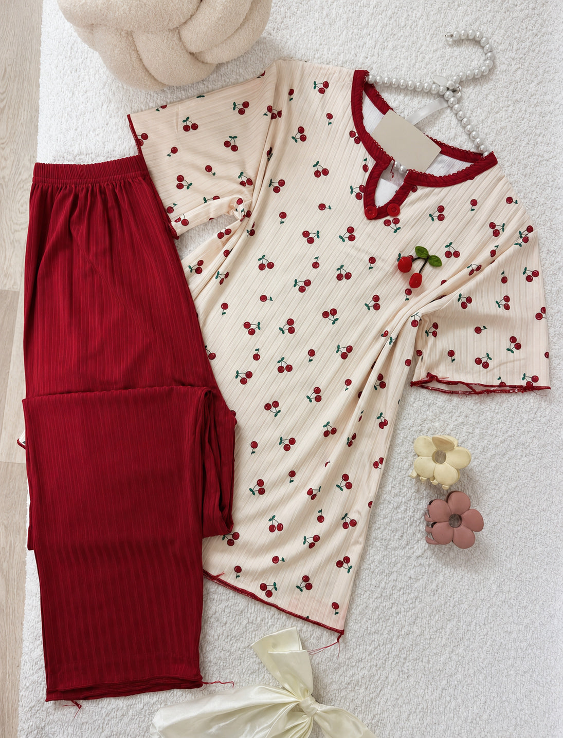 NO1249 women's printed short-sleeve pajama set wholesale - image 2