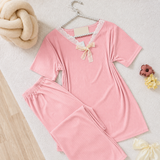 Lace & Bow Short-Sleeve Lounge Set — image 3