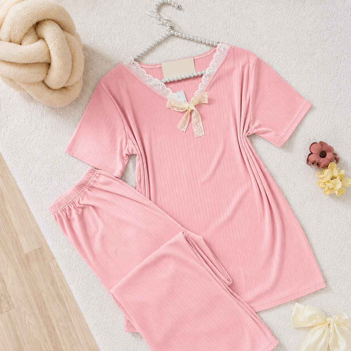 NO1260 women's short-sleeve loungewear set wholesale - image 3