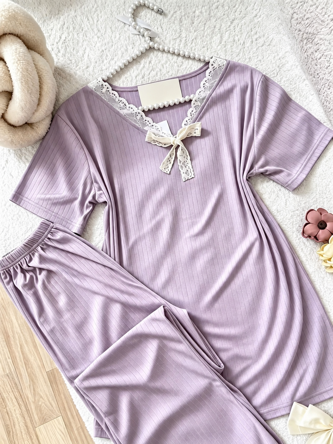 NO1260 women's short-sleeve loungewear set wholesale - image 4