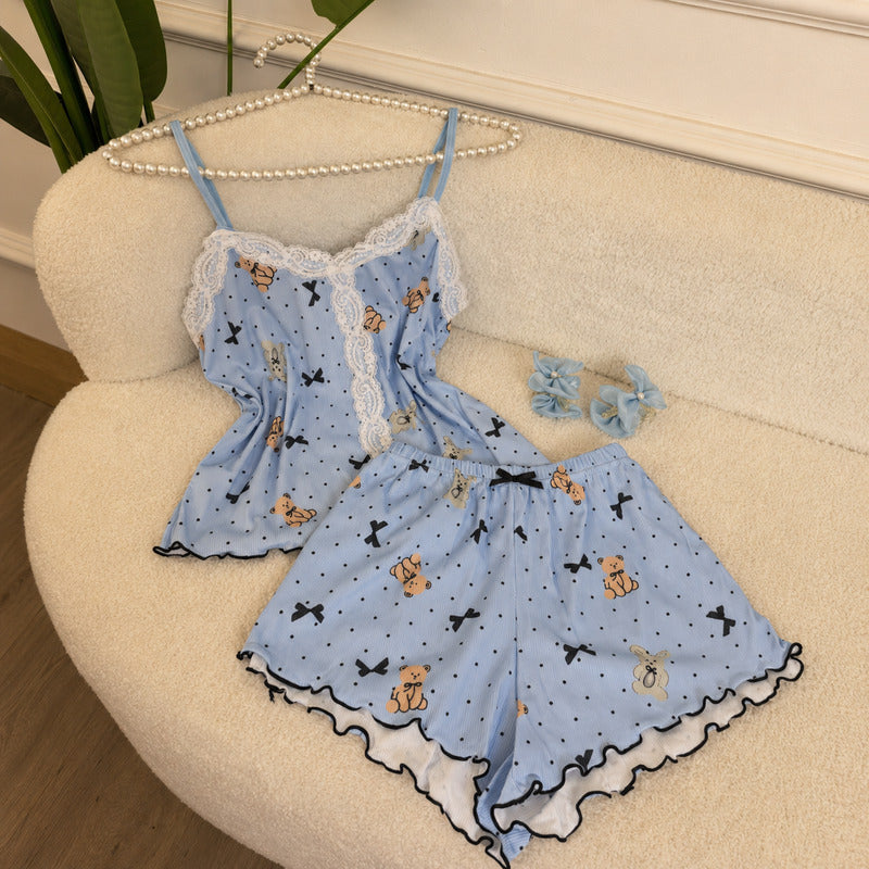 NO1253 women's camisole shorts loungewear set wholesale - image 2