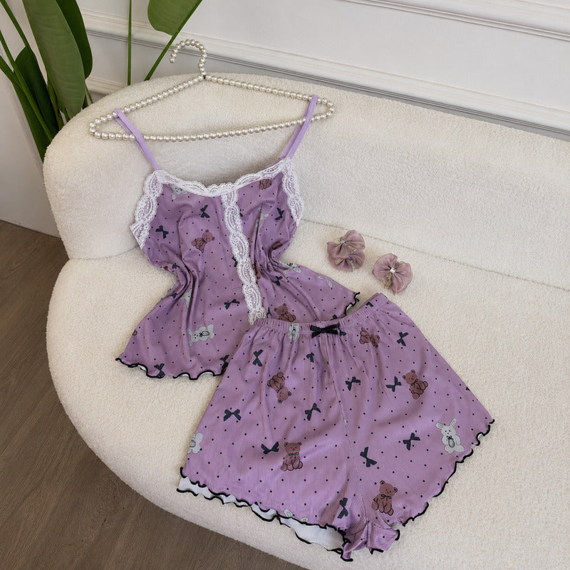 NO1253 women's camisole shorts loungewear set wholesale - image 3