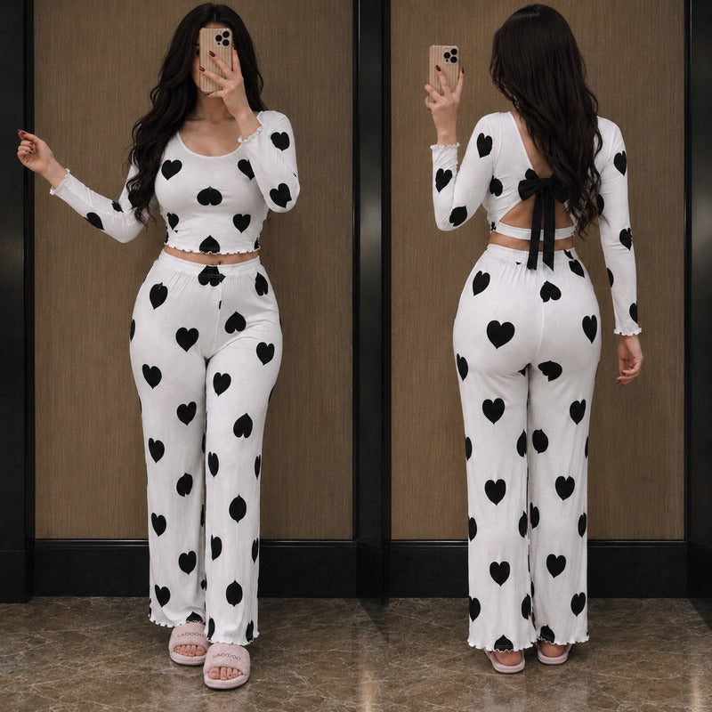 NO1257 women's heart print loungewear set wholesale - image 3