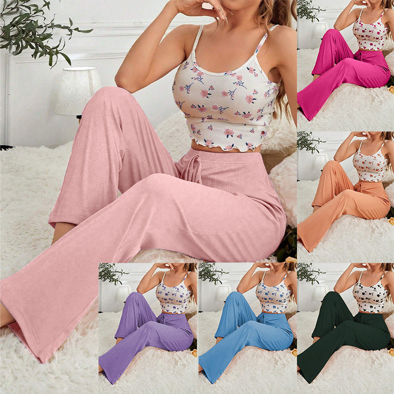 NO718 women's camisole wide-leg loungewear set wholesale - image 2
