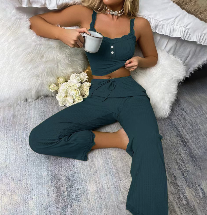 NO720 women's ribbed camisole loungewear set wholesale - image 4