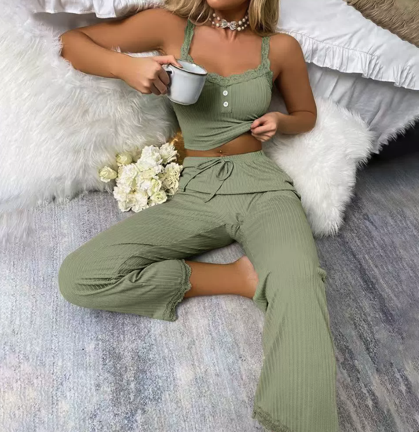 NO720 women's ribbed camisole loungewear set wholesale - image 7