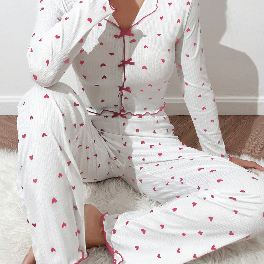 NO721 women's bow-tie long-sleeve pajama set wholesale - image 1