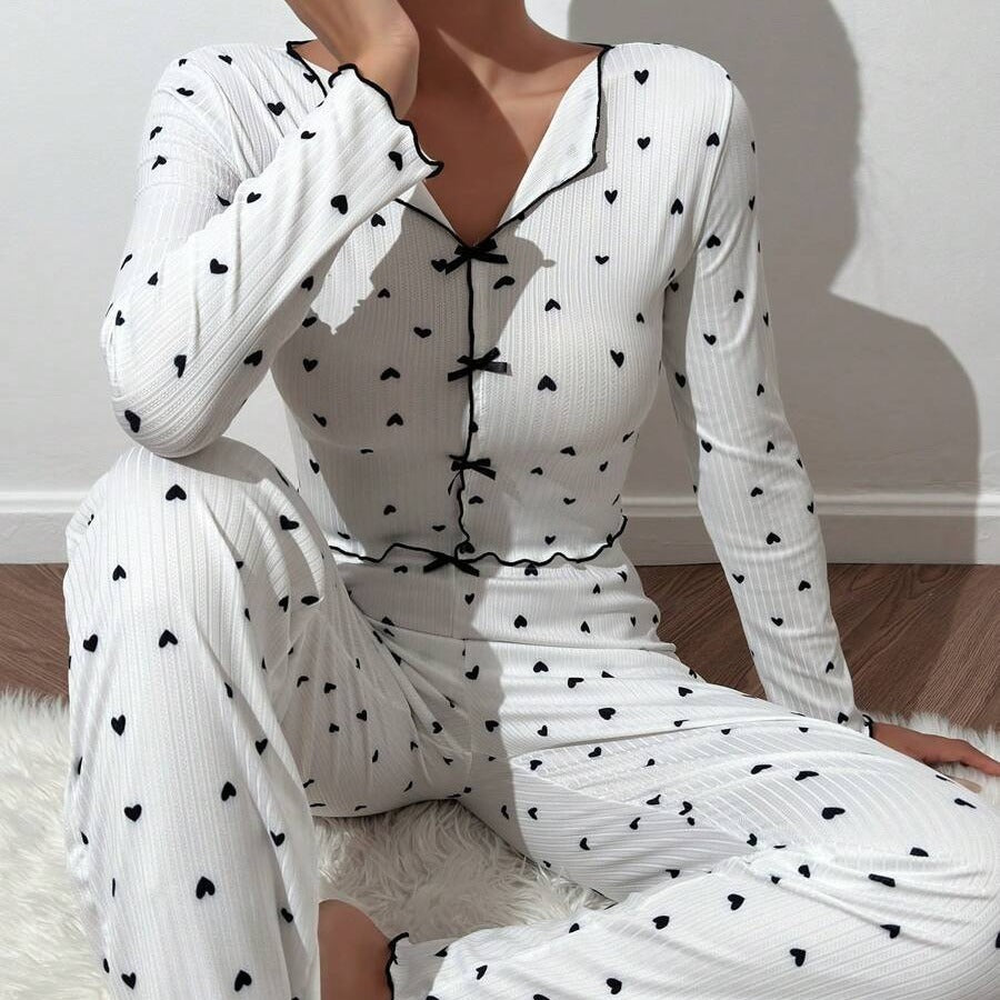 NO721 women's bow-tie long-sleeve pajama set wholesale - image 3