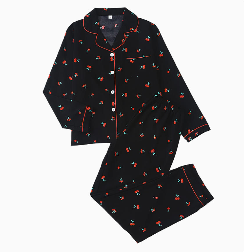 NO1301# Women’s Long Sleeve Printed Button Pajama Set Wholesale