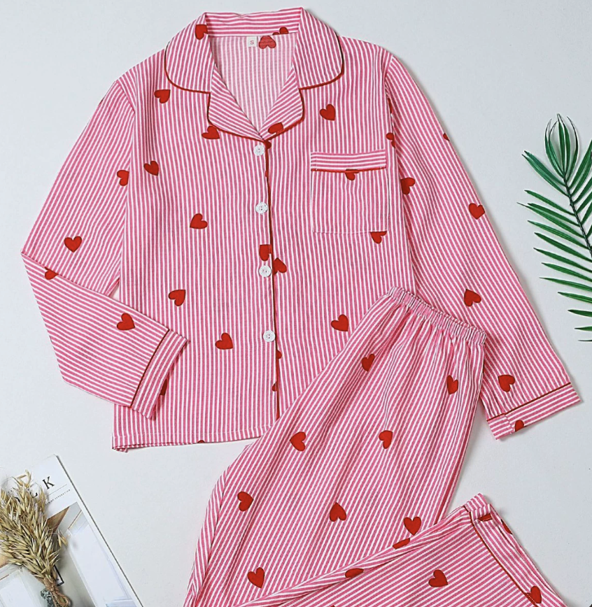 NO1301# Women’s Long Sleeve Printed Button Pajama Set Wholesale