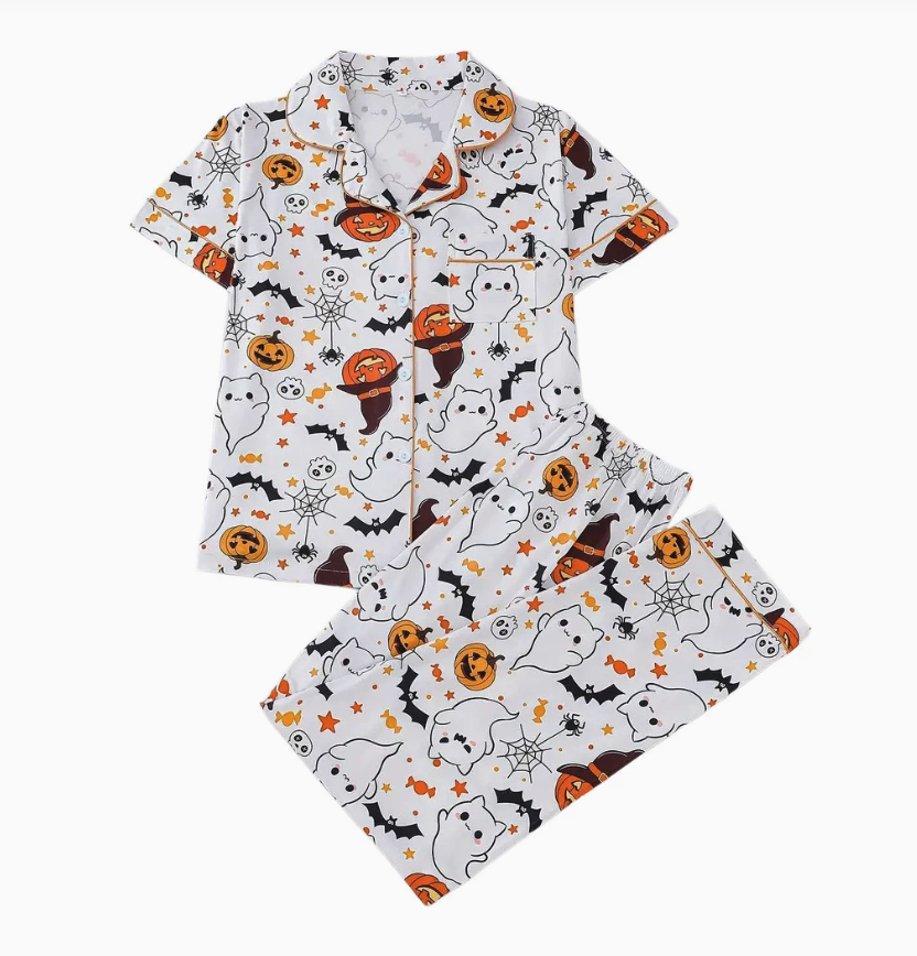 NO1300# Women’s Short Sleeve Printed Button Pajama Set Wholesale
