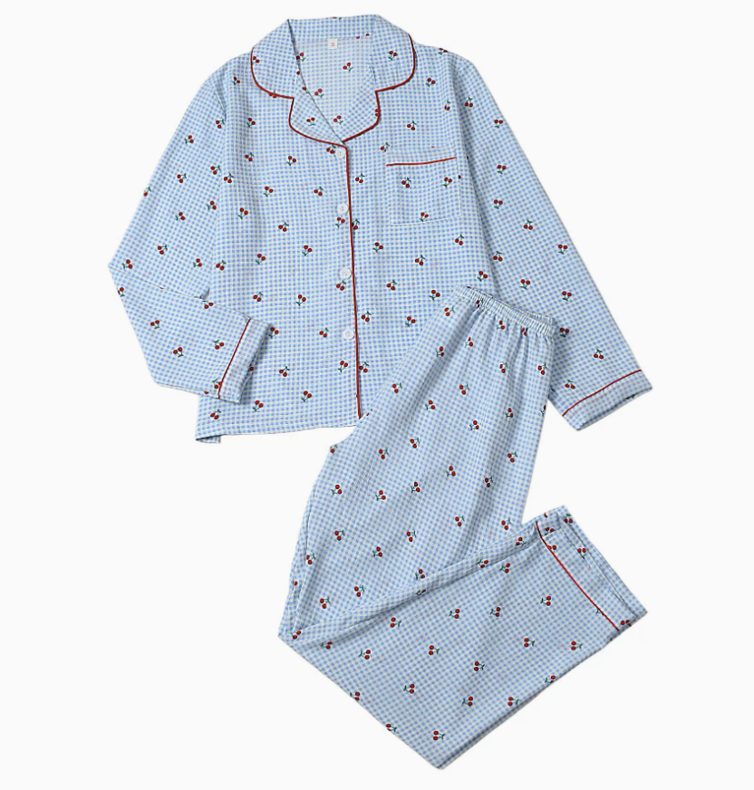 NO1301# Women’s Long Sleeve Printed Button Pajama Set Wholesale