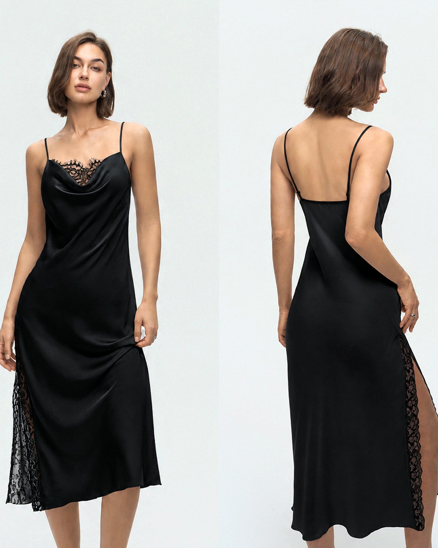 Lace Trim Satin Nightdress