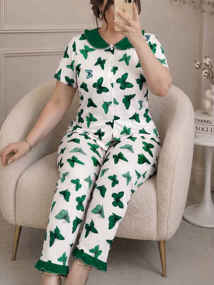 NO1267 women's butterfly print short-sleeve pajama set wholesale - image 2