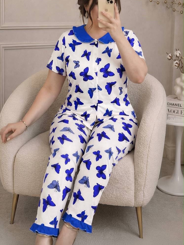 NO1267 women's butterfly print short-sleeve pajama set wholesale - image 3
