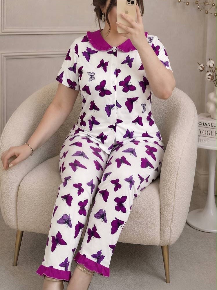 NO1267 women's butterfly print short-sleeve pajama set wholesale - image 4