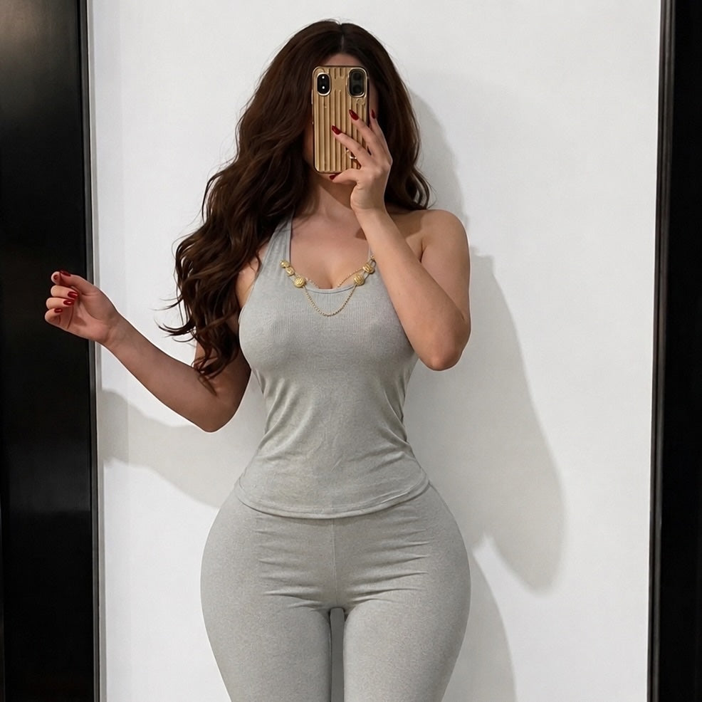 NO1271 women's halter camisole wide-leg loungewear set wholesale - image 7