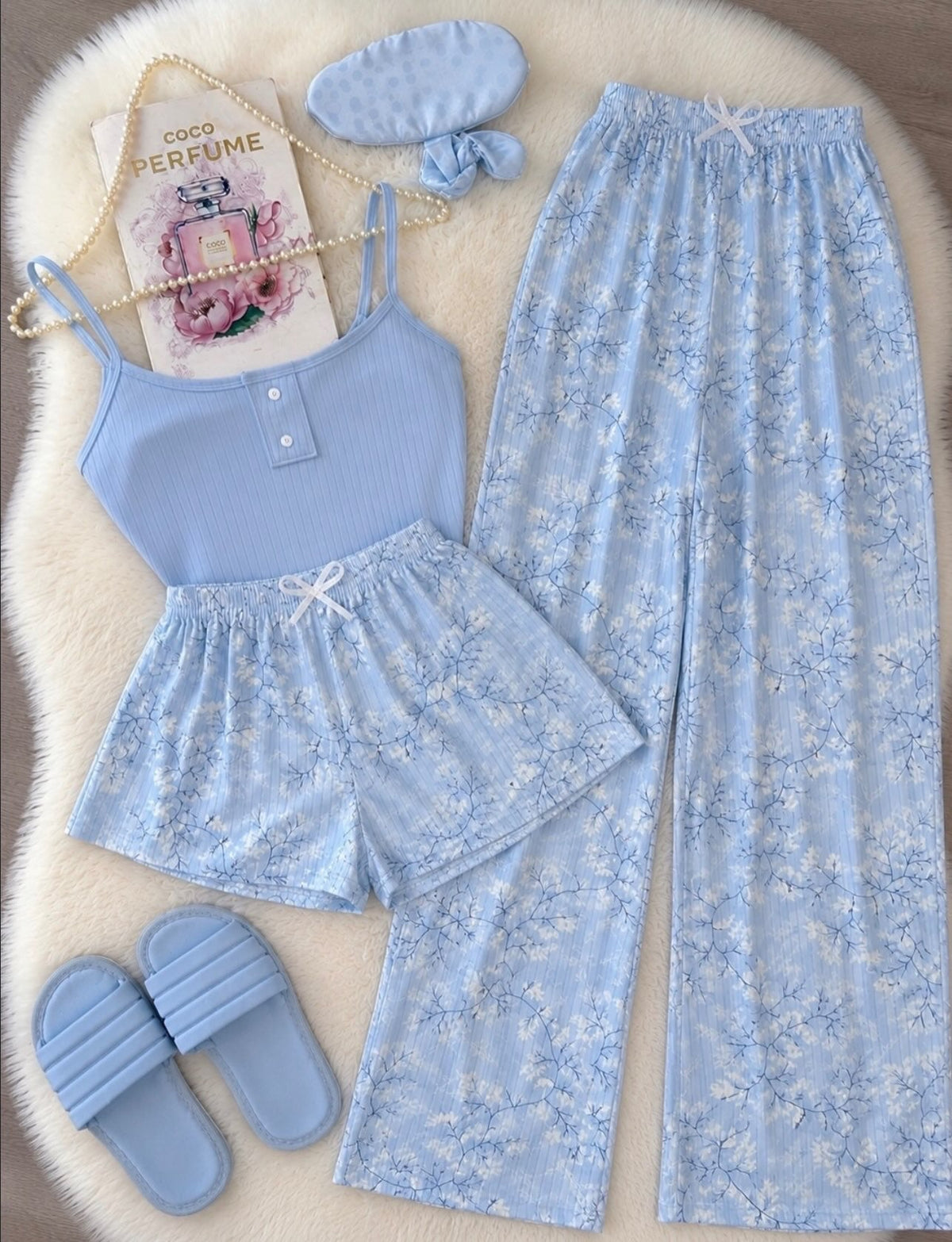 NO1278 women's floral 3-piece camisole pajama set wholesale - image 1
