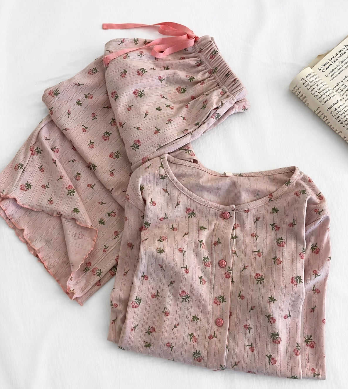 NO1279 women's floral short-sleeve shorts pajama set wholesale - image 1