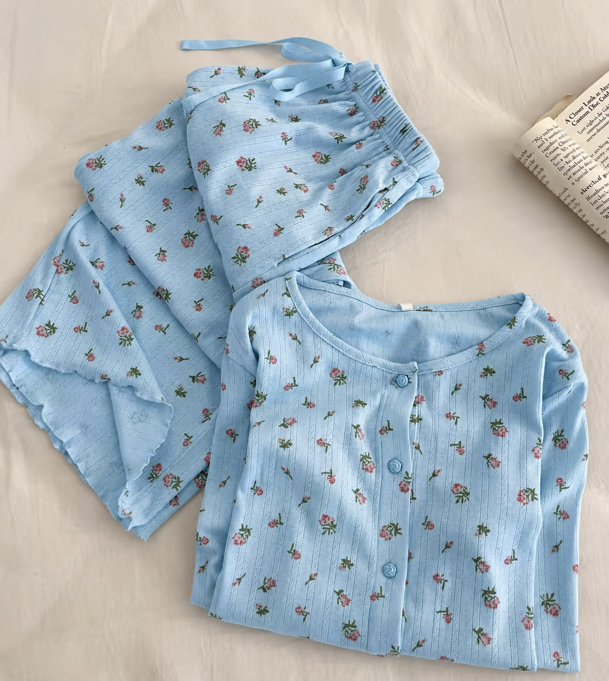 NO1279 women's floral short-sleeve shorts pajama set wholesale - image 2