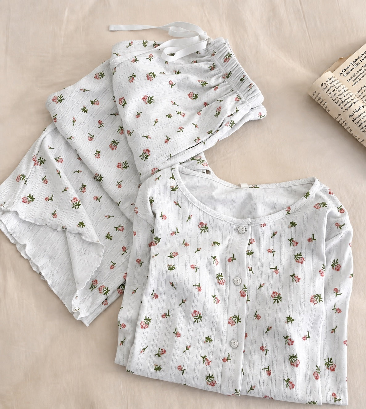 NO1279 women's floral short-sleeve shorts pajama set wholesale - image 3