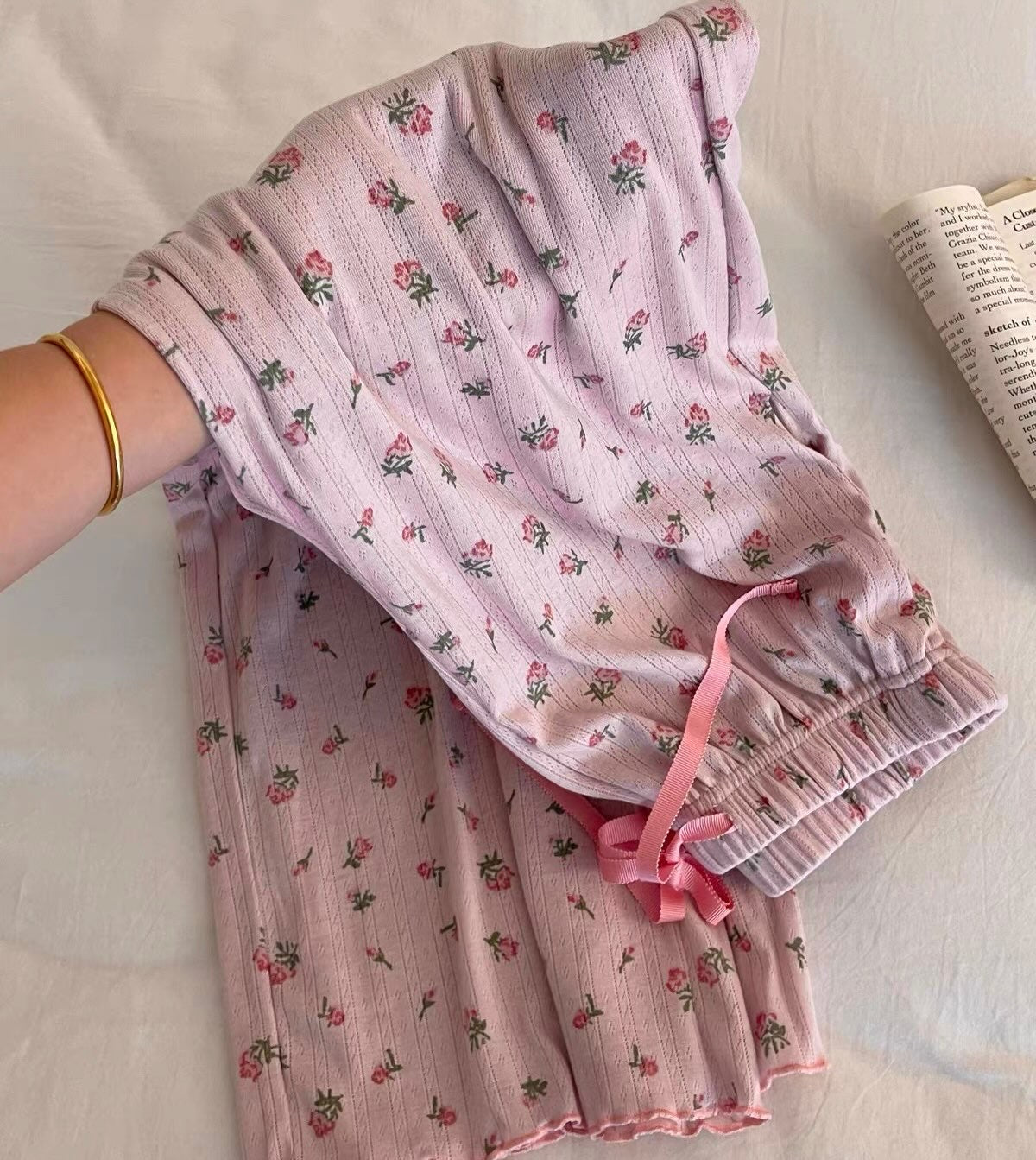 NO1279 women's floral short-sleeve shorts pajama set wholesale - image 8