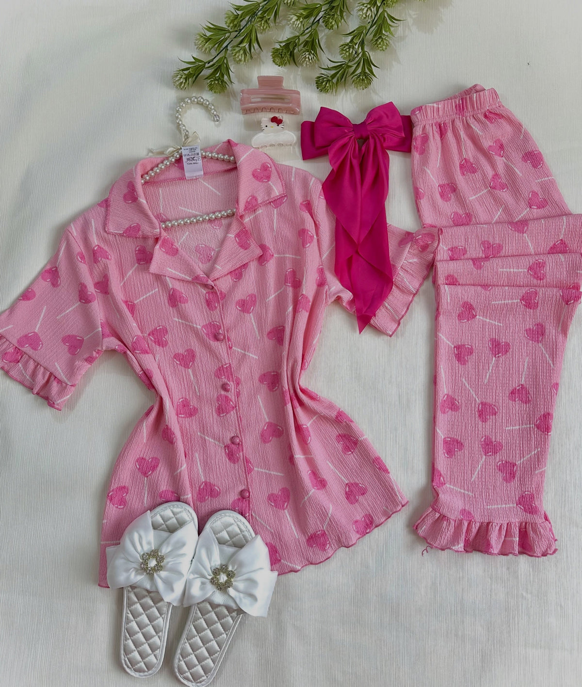 NO1280 women's cherry print short-sleeve pajama set wholesale - image 3