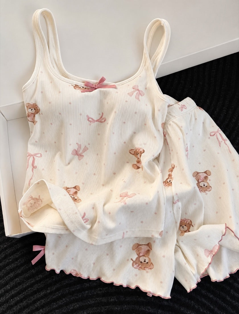 NO1248 women's camisole and shorts sleepwear set wholesale - image 1