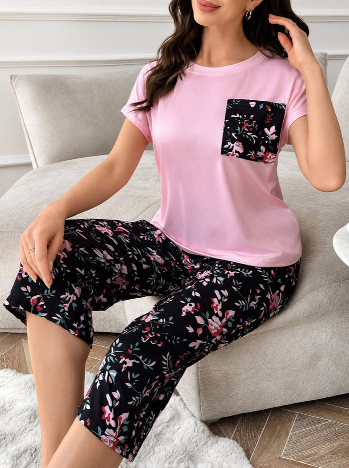 Floral Pocket Capri Pyjama Set | 1264