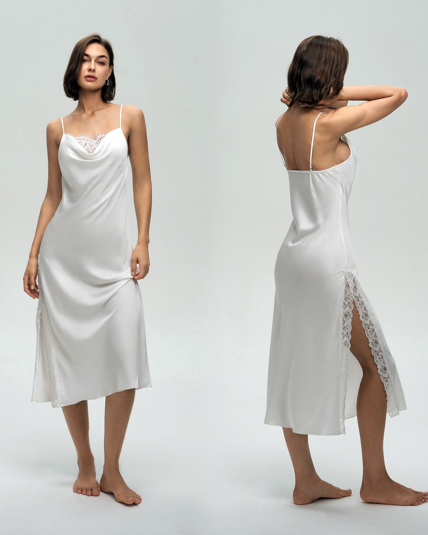 Lace Trim Satin Nightdress